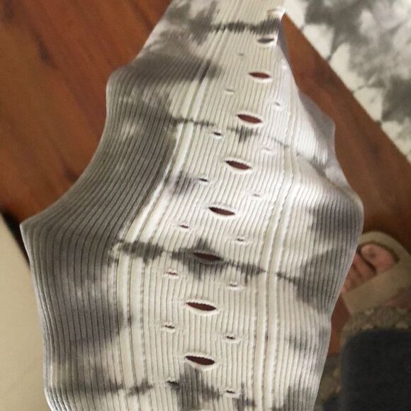 Te Verde Gray and white tie dye seamless leggings size S fitness exercise pants - Picture 2 of 4